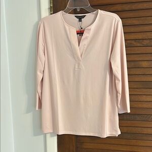 Banana Republic Pink Mandarin Collar Fitted Blouse